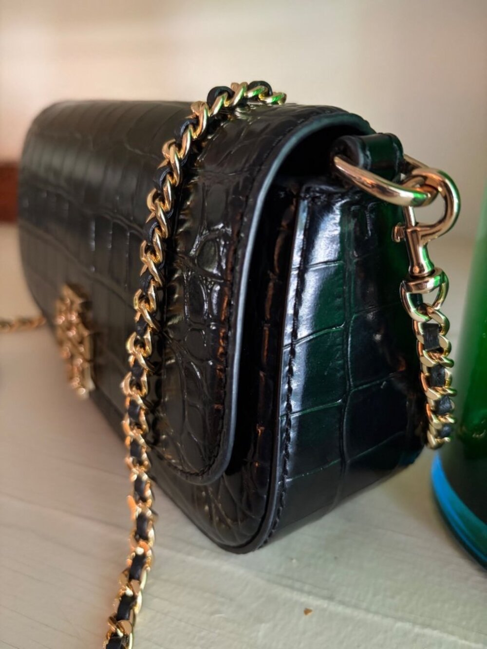 Tory Burch Britten Black Embossed Leather Convertible Crossbody/ Clutch Bag - Picture 3 of 16
